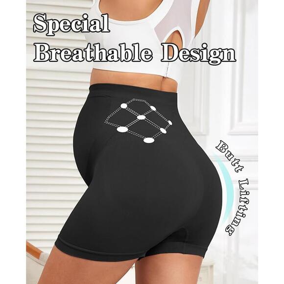Y25D Black Maternity Support Shorts with Baby Footprint Design‎ Large - Picture 11 of 11